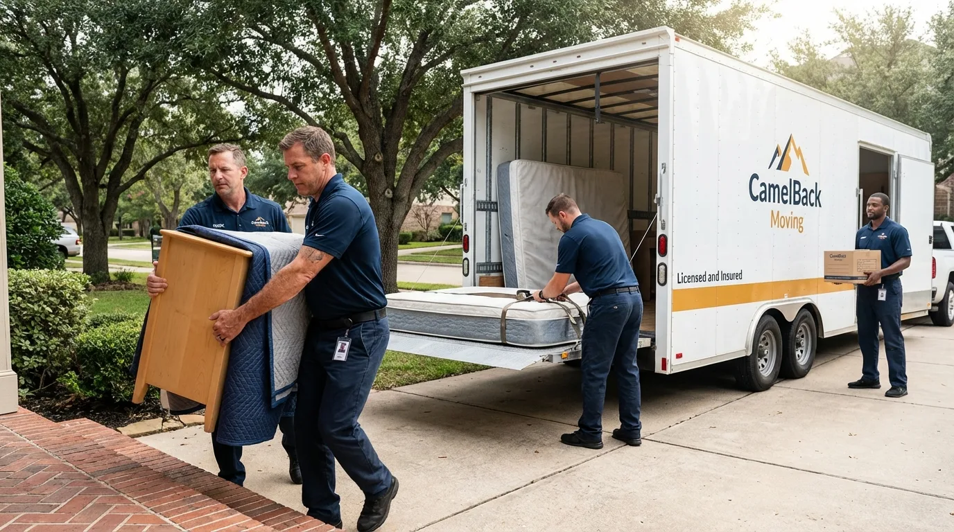 Crew loading residential truck for cross-state move from Tyndall, SD