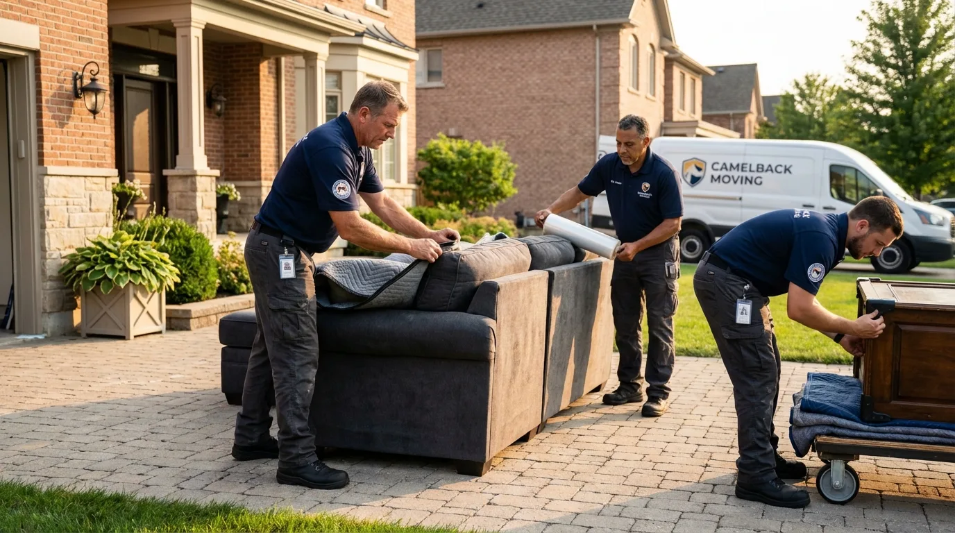 Large estate moving crew wrapping furniture in Tyndall, SD